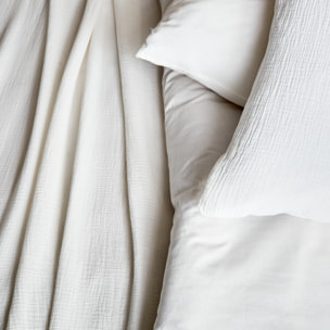 Parure de lit gaze de coton blanc ALIX