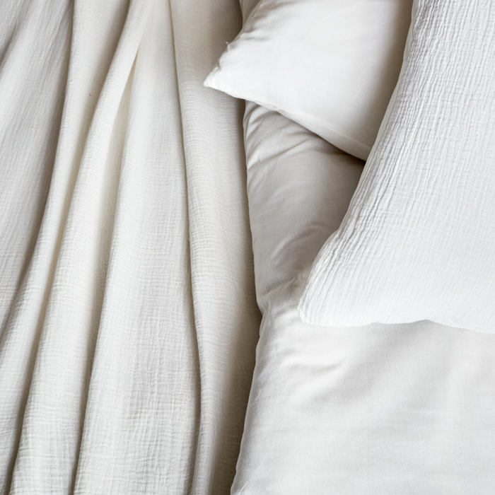 Parure de lit gaze de coton blanc ALIX