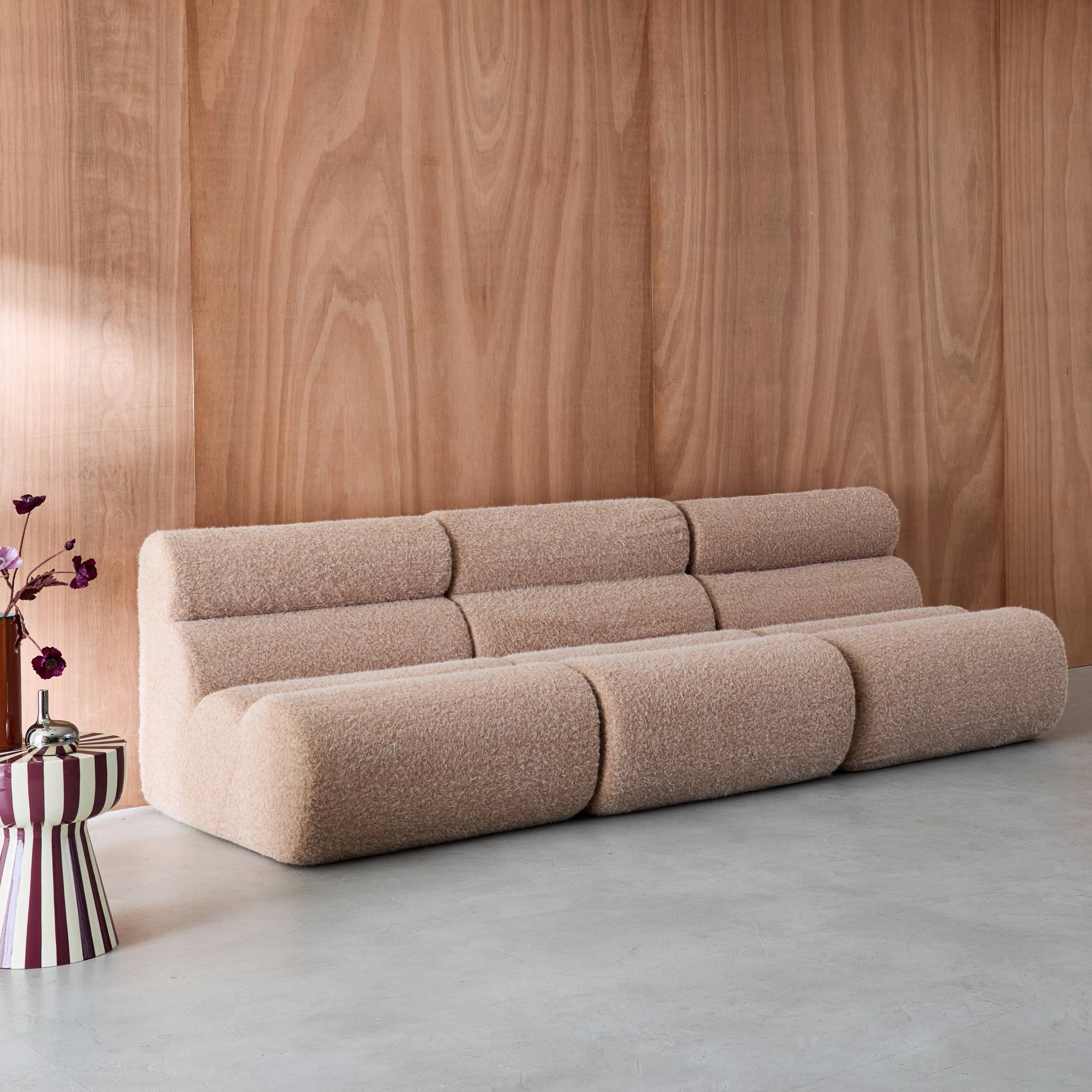 Lot de 3 chauffeuses tissu effet alpaca beige 1 place - L 81 x P 99 x H 75cm - Nova