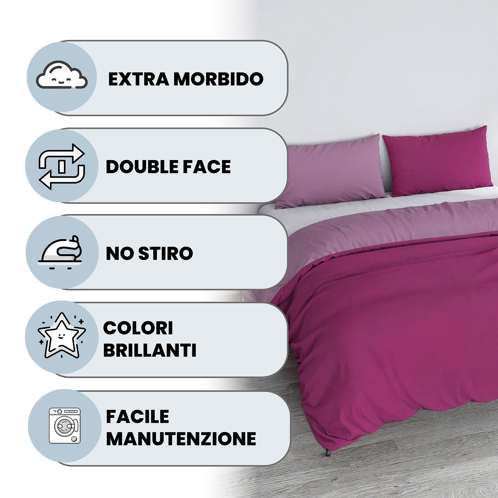 PARURE COPRIPIUMINO VERA - 100% Microfibra - Made in Italy