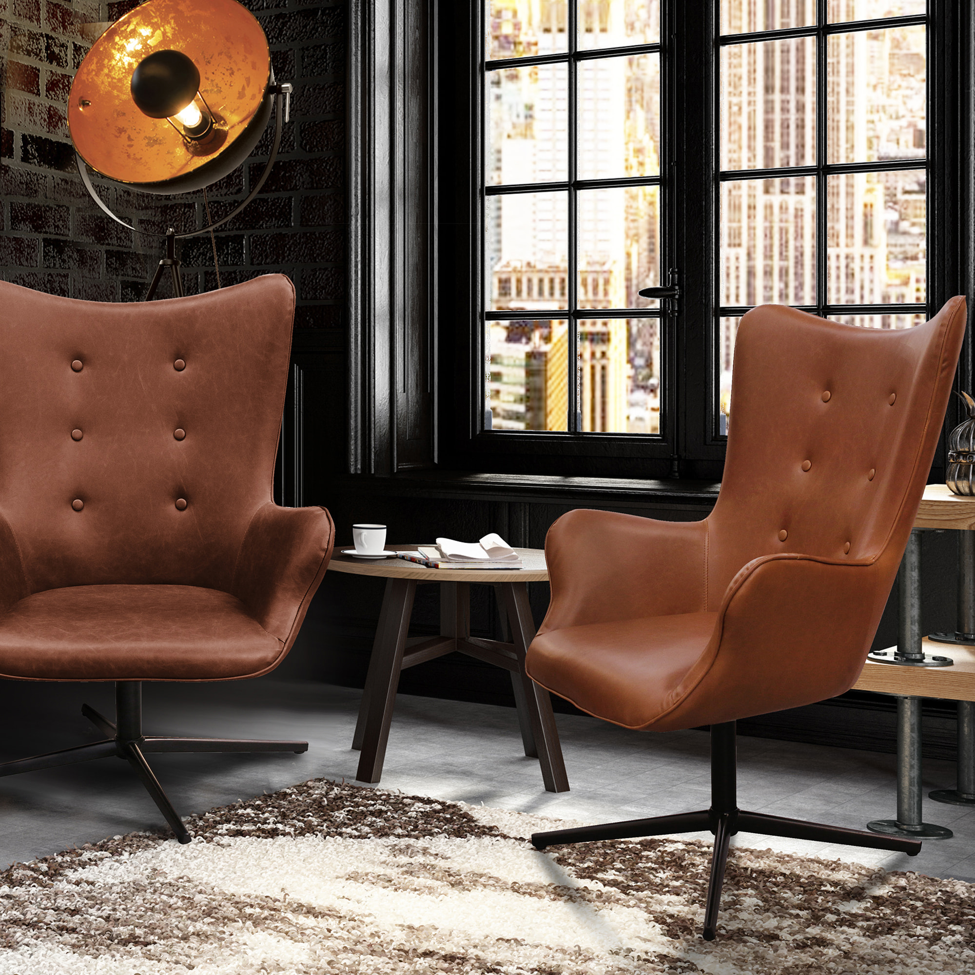 Fauteuil Helsinki Pu Marron