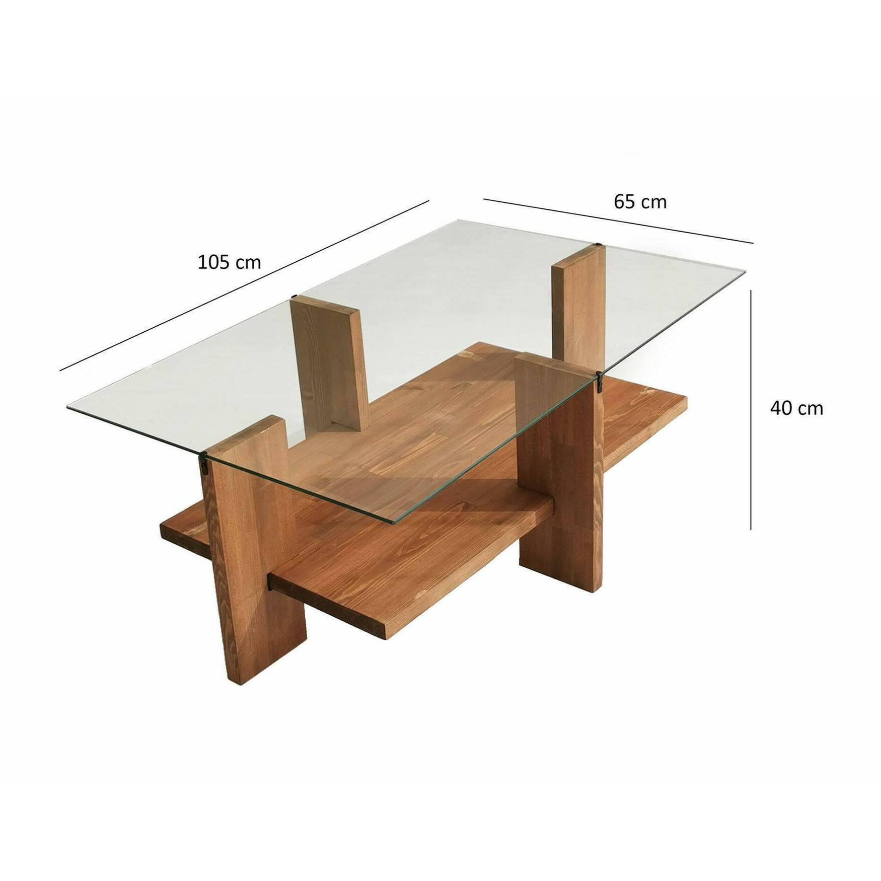 Tavolino da salotto Tomiri, Tavolo basso da caffè, Portariviste per divano, Ripiano da soggiorno, 105x60h40 cm, Noce