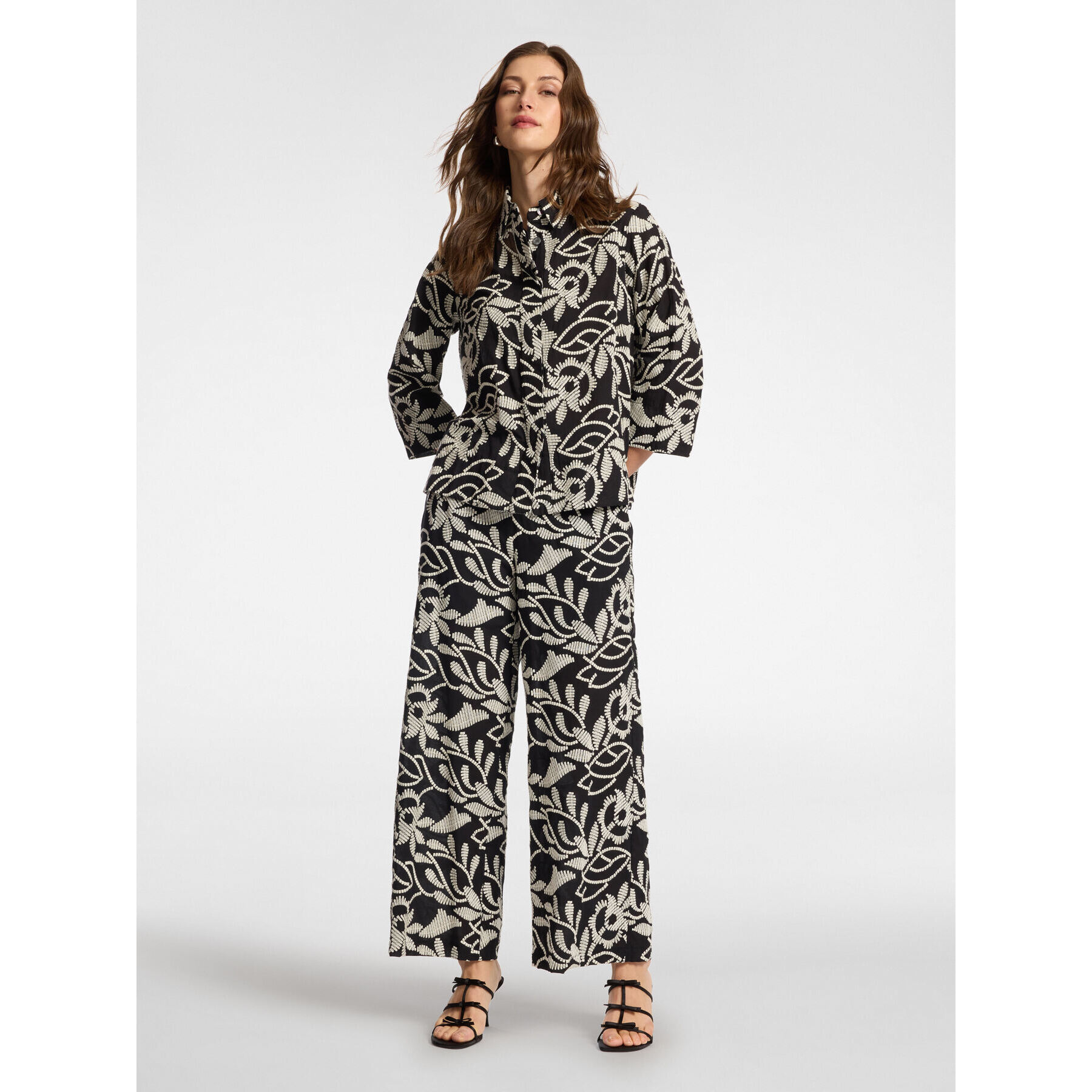 Elena Mirò - Camisa de algodón bordado - Negro