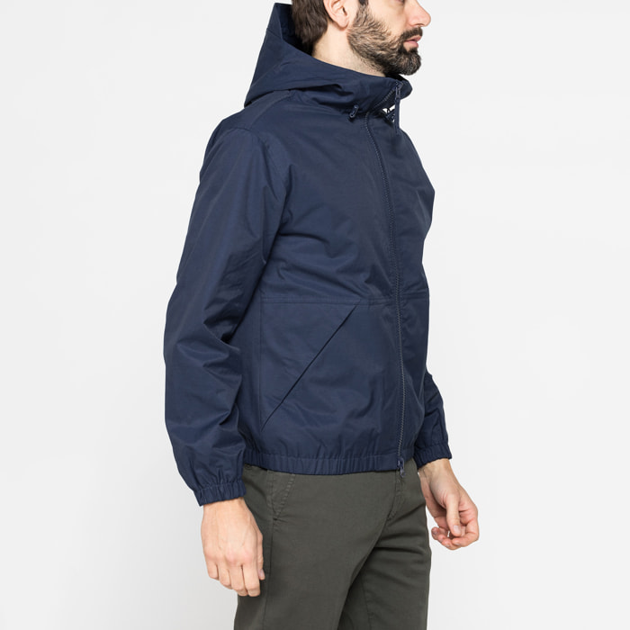 GIACCA CON ZIP E CAPUCCIO IN TESSUTO MANO COTONE