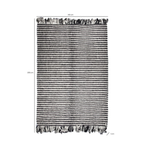Tapis 140x200 cm en tissu texturé pompons avec franges bicolores - MARINE