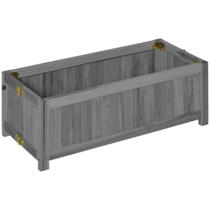 Jardinière sur pied pliable bac à fleurs dim. 70L x 30l x 25H cm corps aspect lattes bois sapin gris