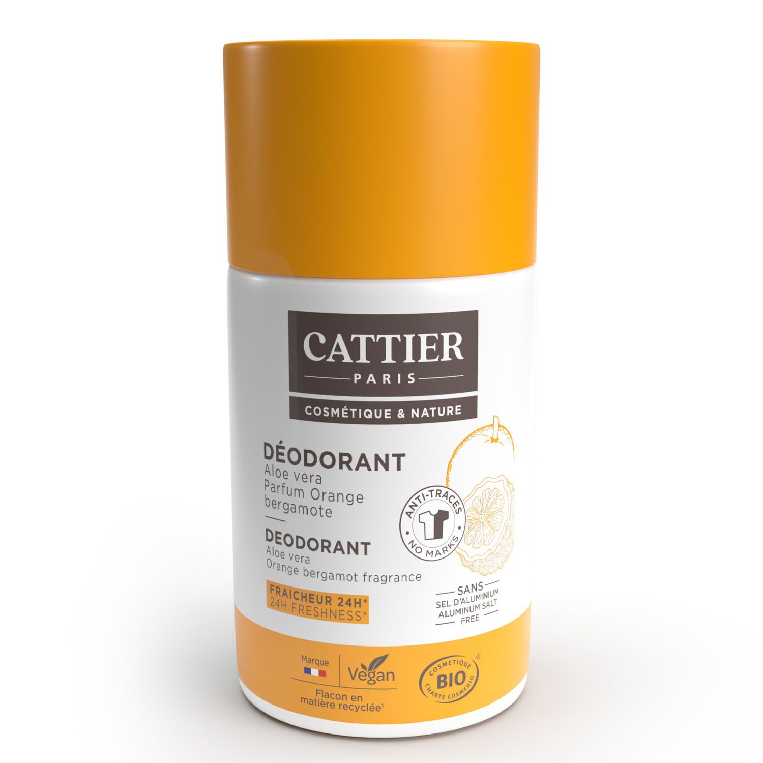 Déodorant Roll-On - Fraîcheur Agrume - Aloe vera Parfum Orange & Bergamote 50 ml