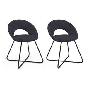 Chaises Malone en velours - Gris foncé / pied noir