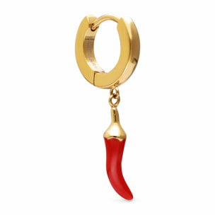 Pendiente Suelto Aro Chili Enamel Acero Baño Oro