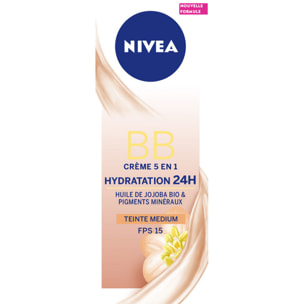 Pack de 2 - BB Crème NIVEA Hydratation 24h Teinte médium + éclat FPS 15 Essentials 50ml