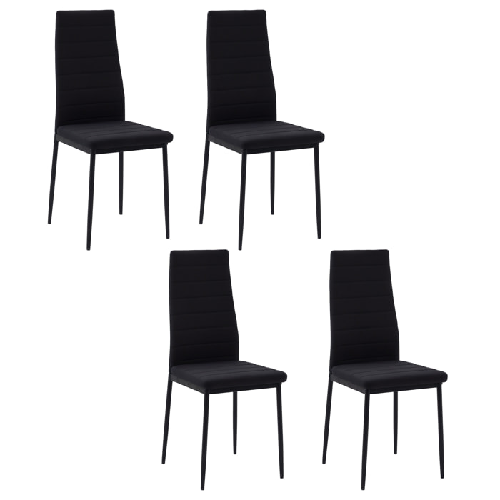 Lot de 4 chaises de salle à manger design tissu noir
