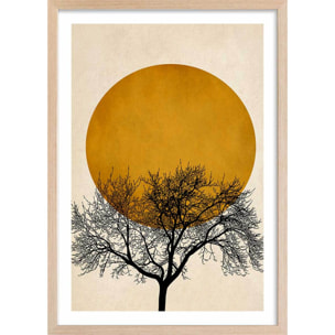 Affiche dessin ""arbre et sérénité"" Affiche sous cadre bois