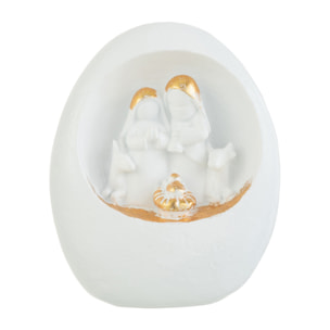 J-Line décoration Crèche En Pierre - polyrésine - blanc/or - large