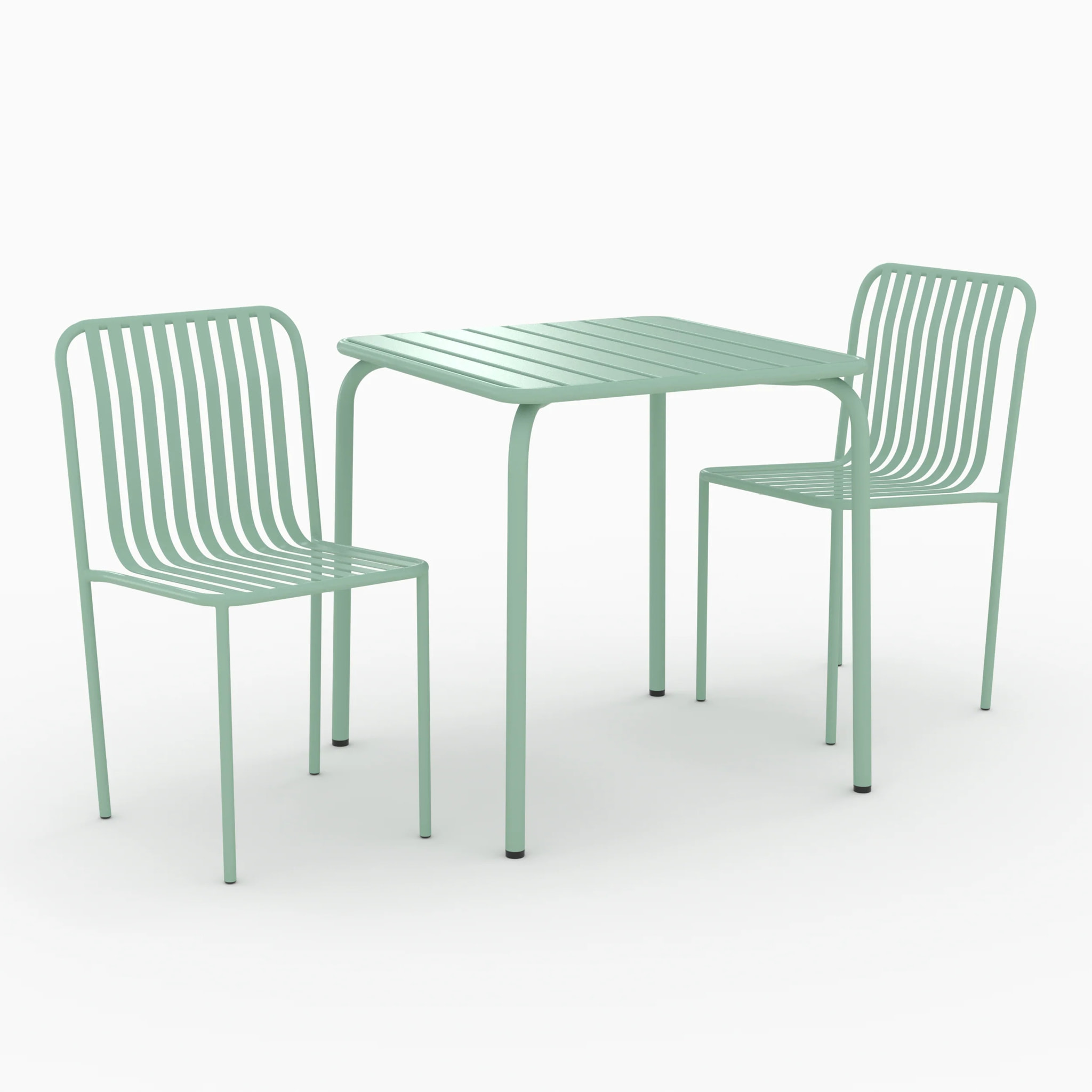 Table et chaises de jardin en métal vert 2 personnes - Yumi