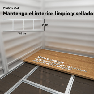 Caseta de Jardín Exterior 2,36m² 213x120x194 cm Cobertizo de Jardín Exterior con Base Refuerzo (Suelo NO Incluido) Puertas Correderas Dobles Candado Ventanas Gris Oscuro