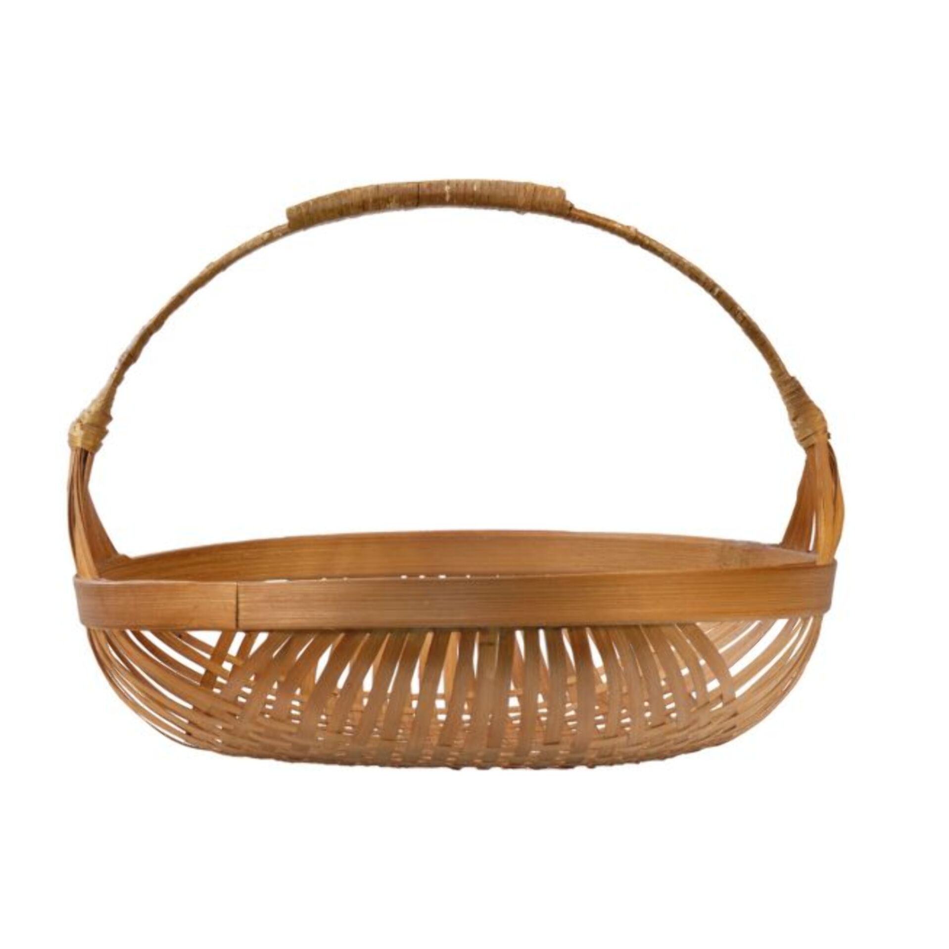 Panier Rond avec Anse et Tressage Artisanal en Bambou - CATANIA
