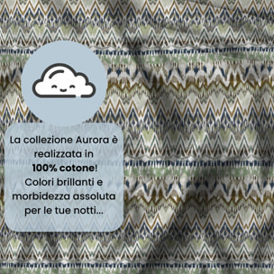 PARURE COPRIPIUMINO MATRIMONIALE AURORA STAMPA DIGITALE -100% cotone Made in Italy