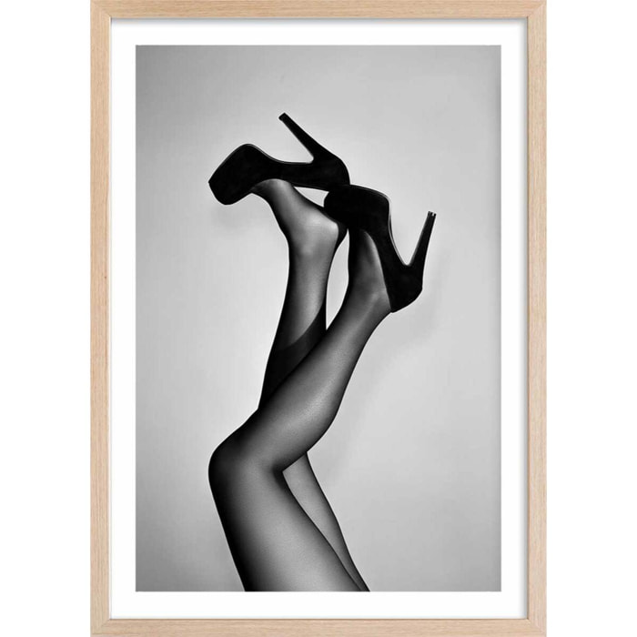Affiche photographie talons de velours Affiche + cadre en bois - Chêne