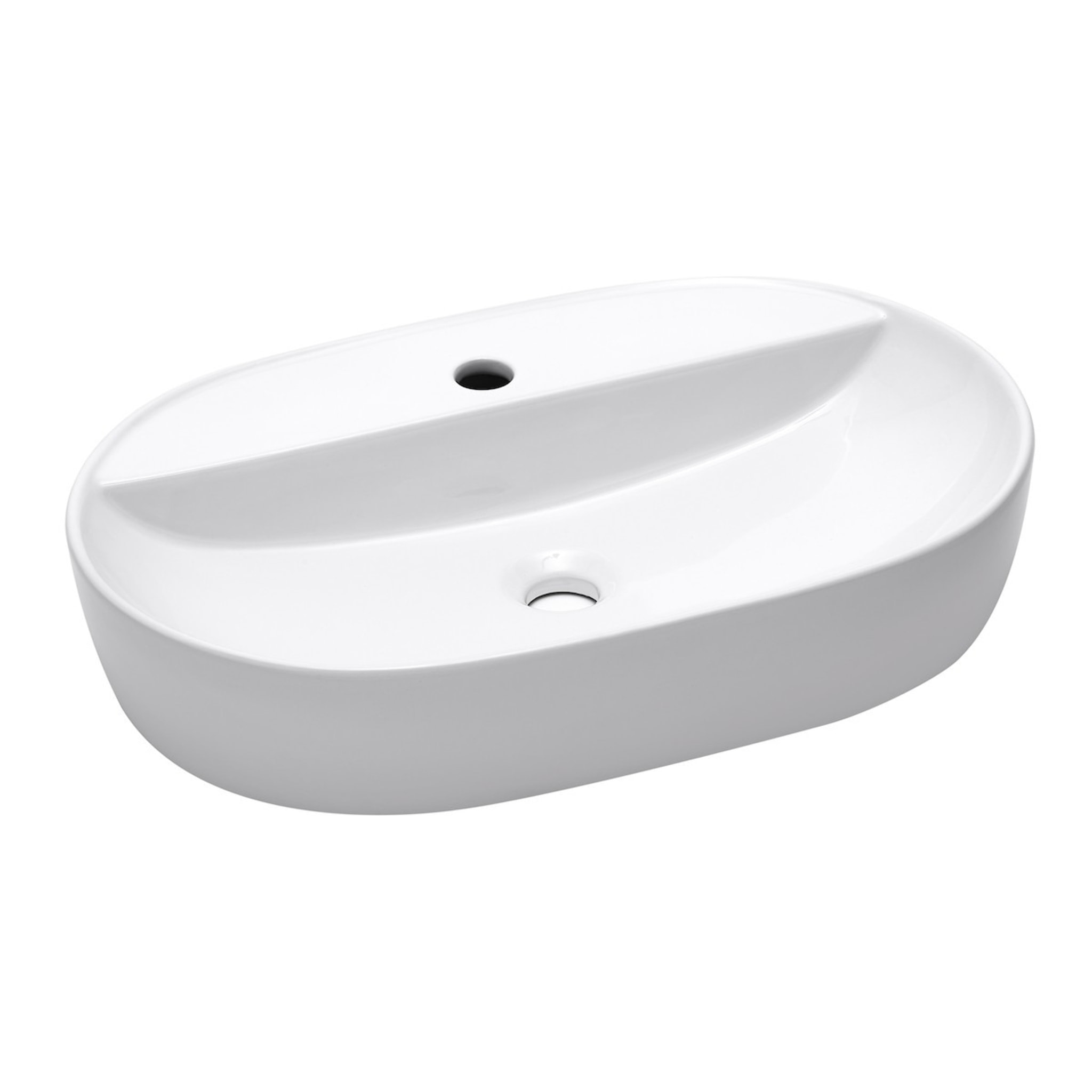 Vasque à poser ovale 60 x 40 cm - blanc mat - avec trou de robinetterie - sans trop-plein - SAT Infinitio