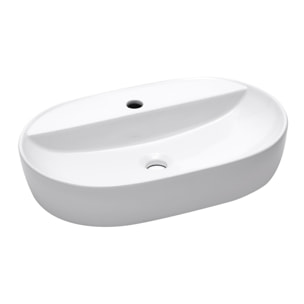 Vasque à poser ovale 60 x 40 cm - blanc mat - avec trou de robinetterie - sans trop-plein - SAT Infinitio