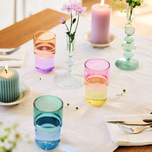 4 verres à eau jaune/rose 32 cl Candy Mix - Luminarc