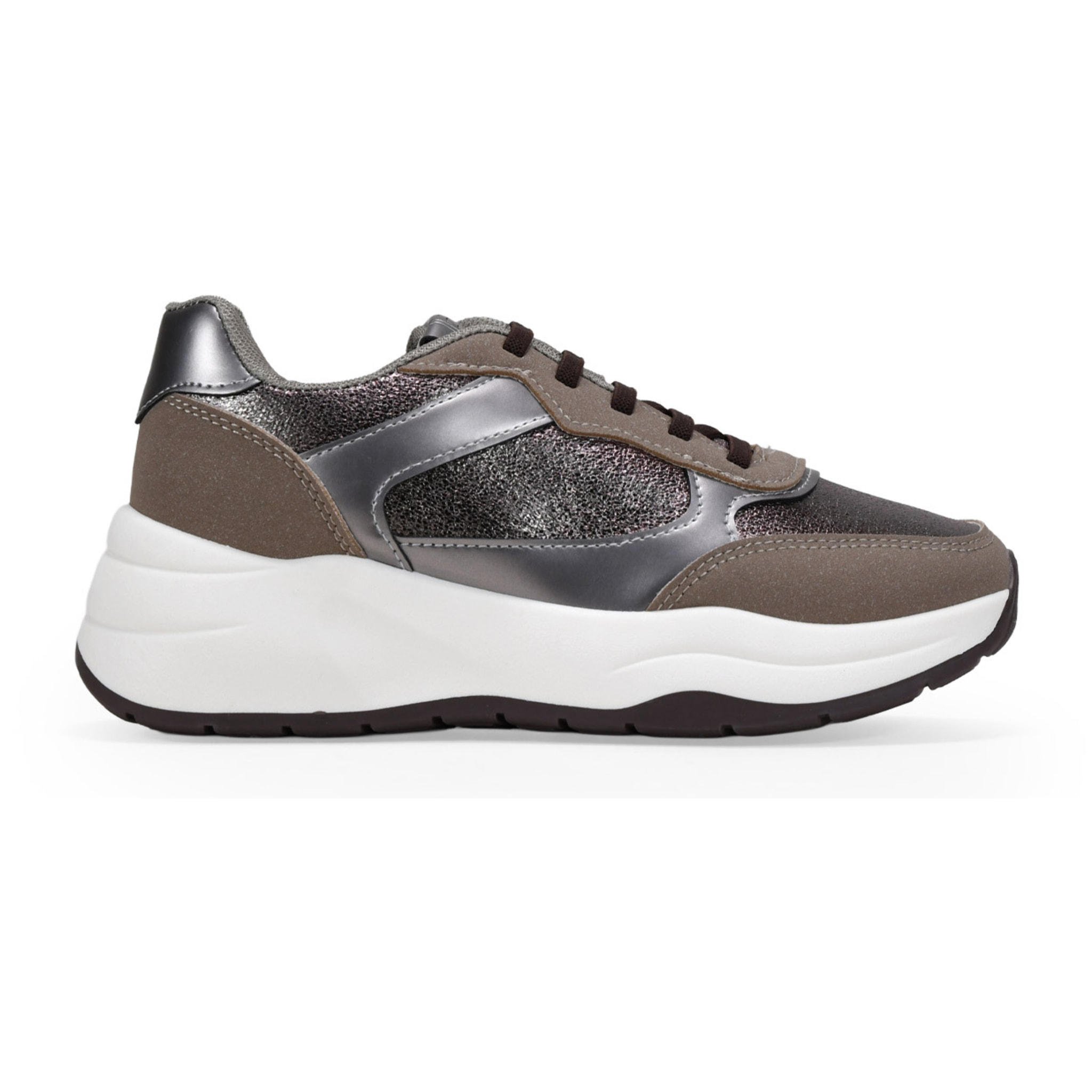 Zapatillas deportivas marrones metalizadas con cordones