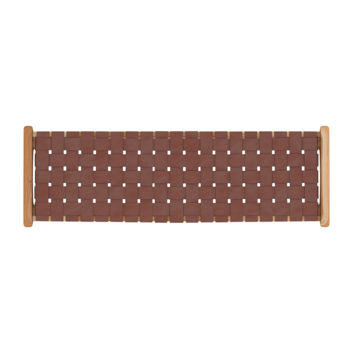 Banc 120 cm en cuir tressé marron et bois de teck - Kuna