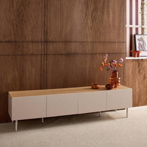 Meuble TV métal et décor bois 4 portes 180cm ASHTON