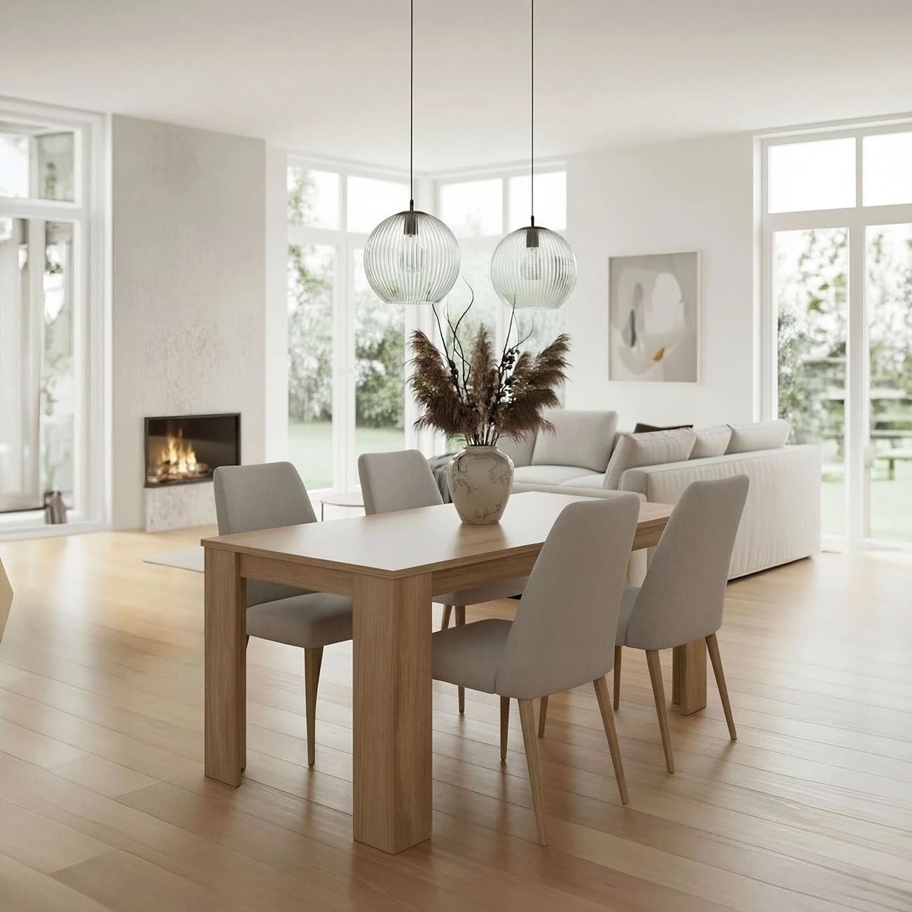 Mesa de comedor fija en roble canadian 140X80 cm Naya Roble Canadian