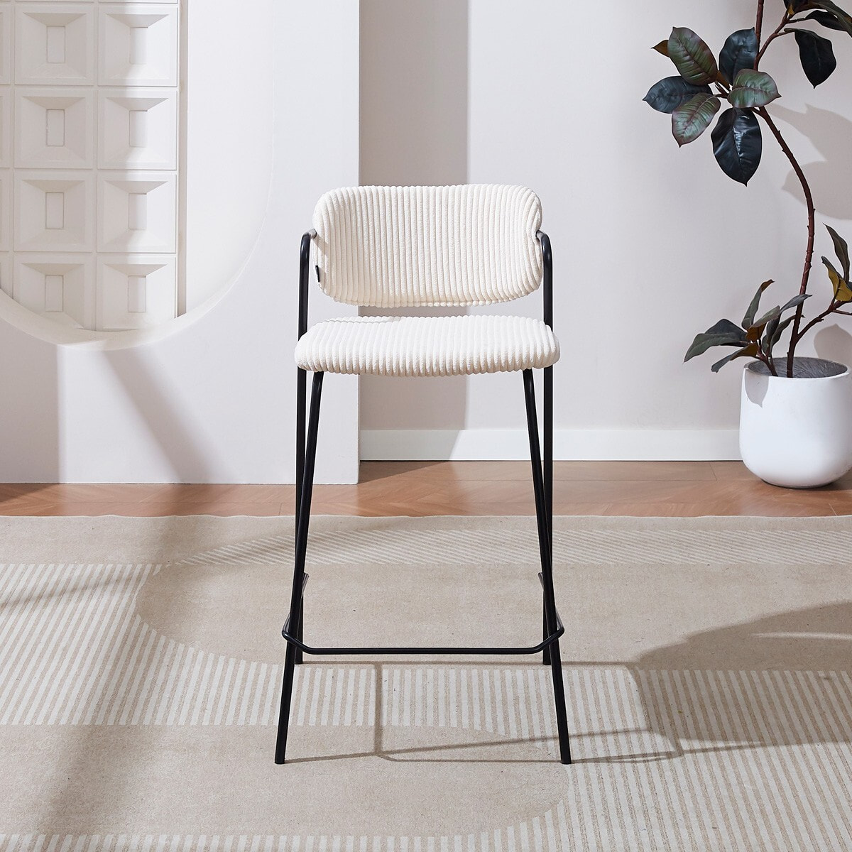 Lot de 2 tabourets de bar en velours côtelé - JONES