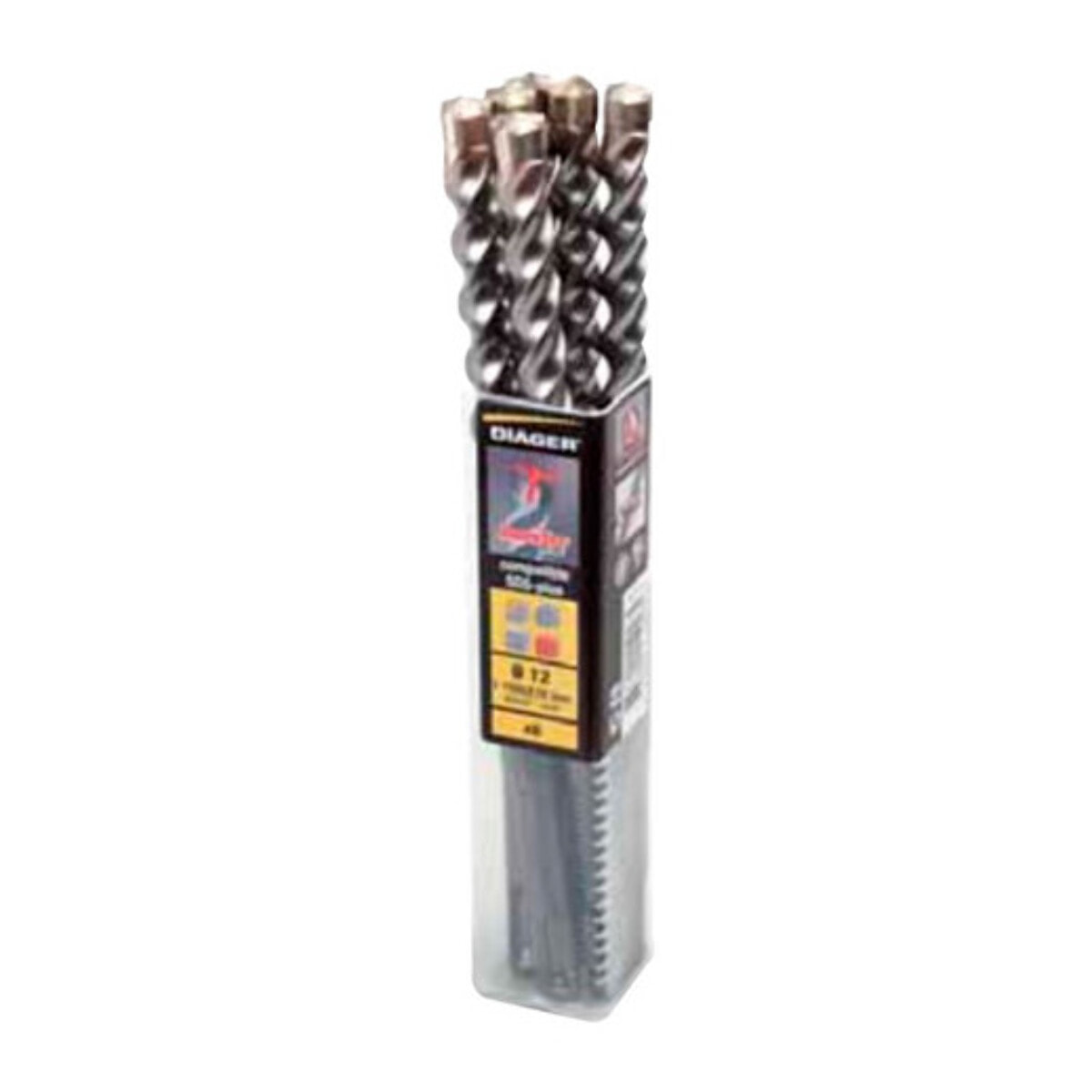 6 Forets béton SDS+ 3 taillants D. 12 x Lu. 100 x L. 160 mm Booster Plus - DIAGER - 157KD12L0160