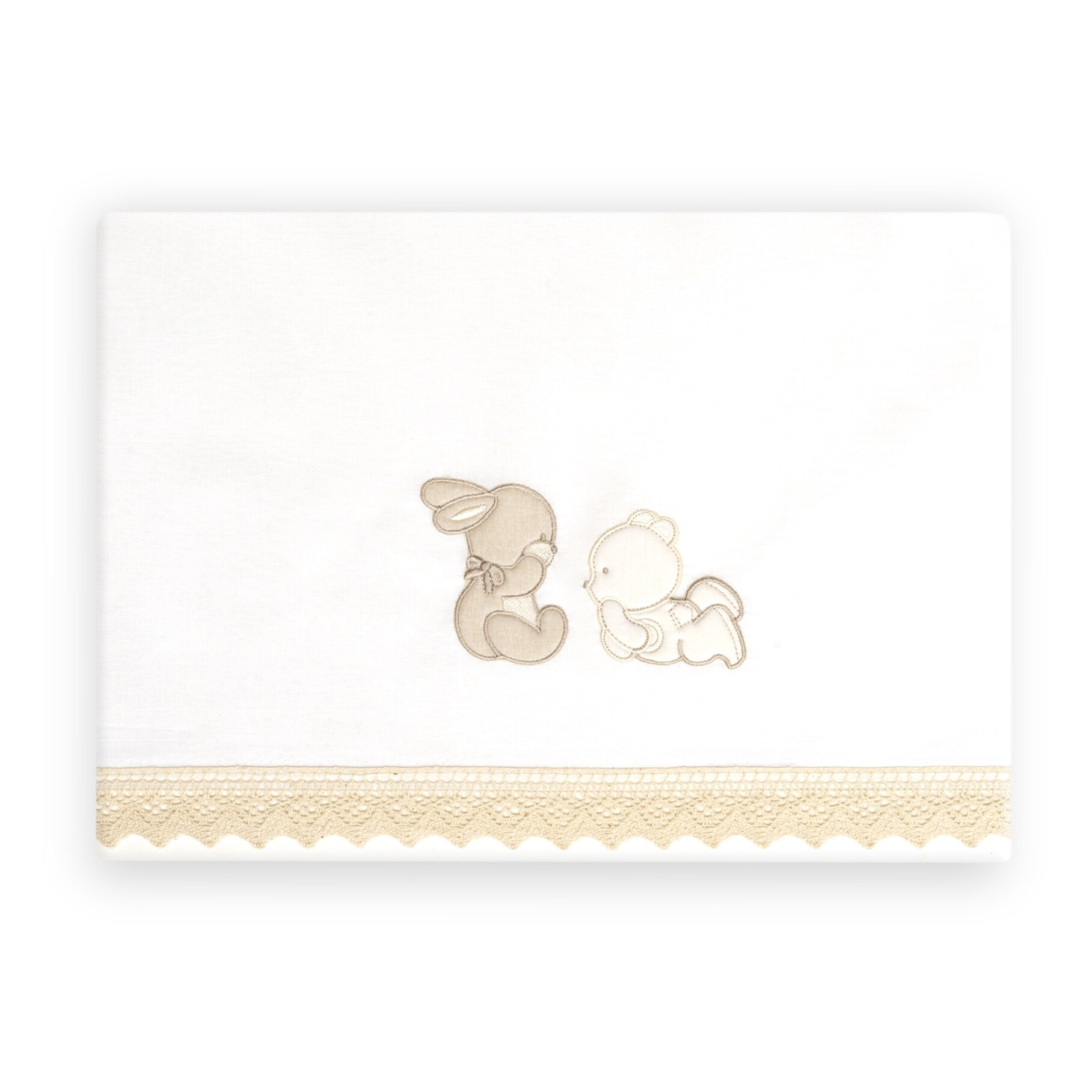 Triptico Minicuna Guipur Oso Tumbado Conejito Bco/Beig