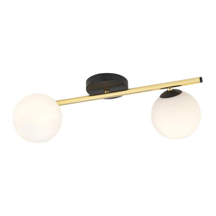 Lampada a sospensione SPLENDI in acciaio nero opaco e oro con sfere in vetro