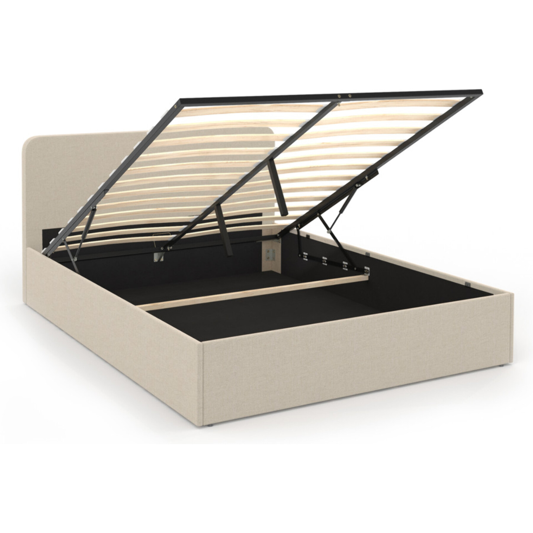 Lit coffre Louise en velours avec sommier et tête de lit - Beige