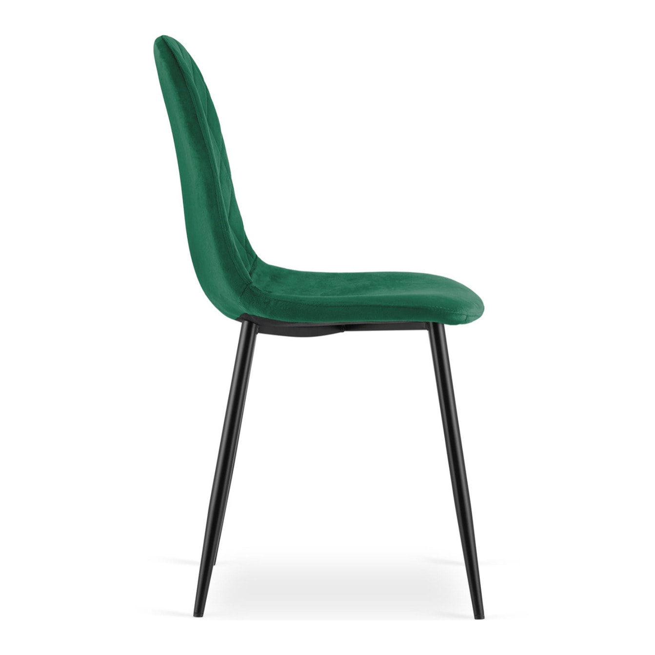 Sedia Asti in velluto verde scuro e gambe in metallo