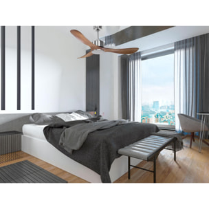 Ventilateur de plafond Réversible Lumière  Thermostat Wifi Moteur à courant continu Toits en pente Télécommande Hypersilence Mémoire Shopify Vendible (AUTOMATIQUE) 40   W argent