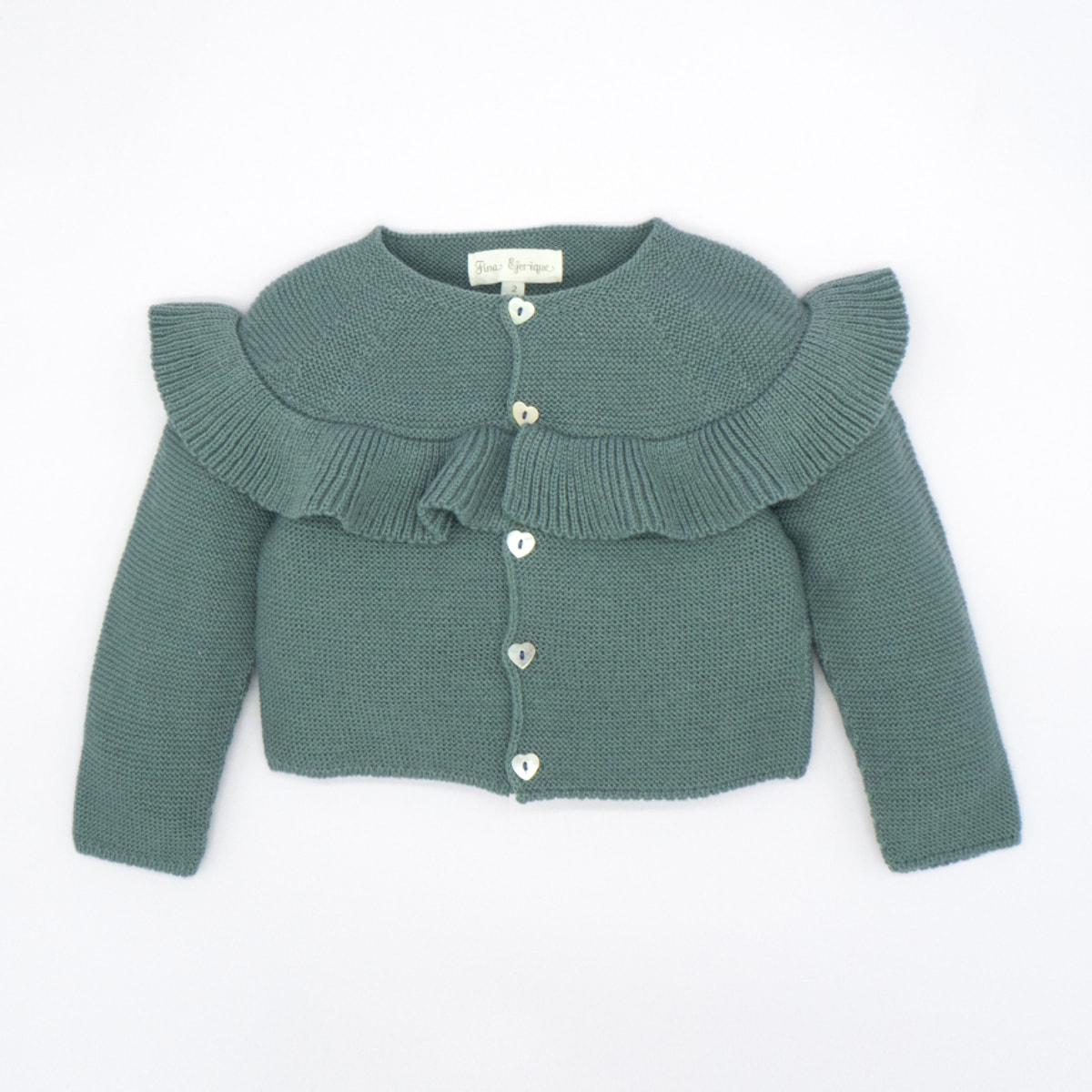 CHAQUETA VOLANTE BOTONES CORAZÓN VERDE