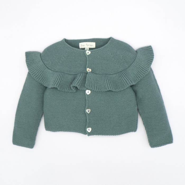 CHAQUETA VOLANTE BOTONES CORAZÓN VERDE