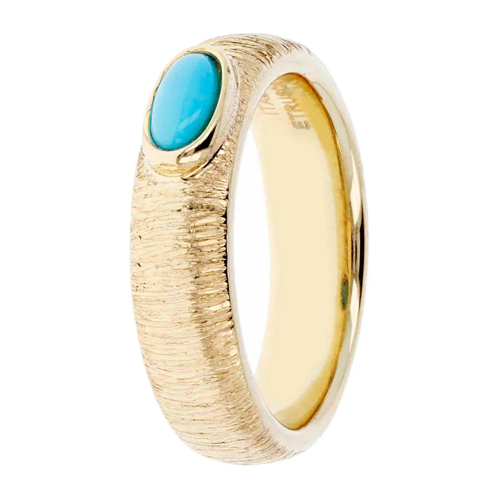 Anello a Fascia Satinato con Pietra Naturale Turchese