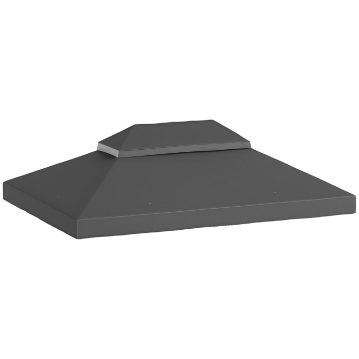 Techo de Repuesto para Cenador, 4x3 m, Cubierta de Repuesto con Techo Doble, Orificios de Drenaje y Protección UPF30+, SOLO Toldo de Recambio para Pabellón Gazebo, Gris Oscuro