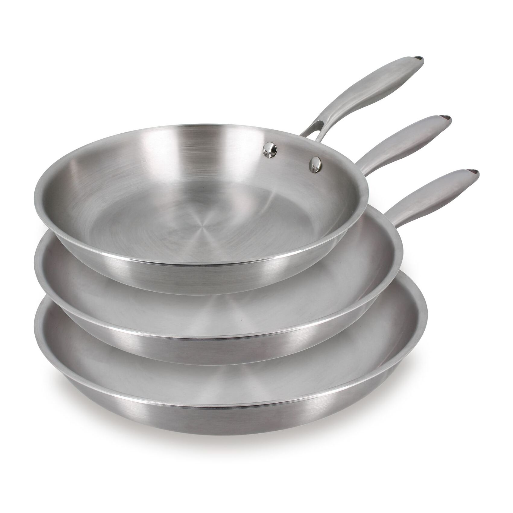 Lot de 3 poêles en acier inoxydable - tous feux TRINOX