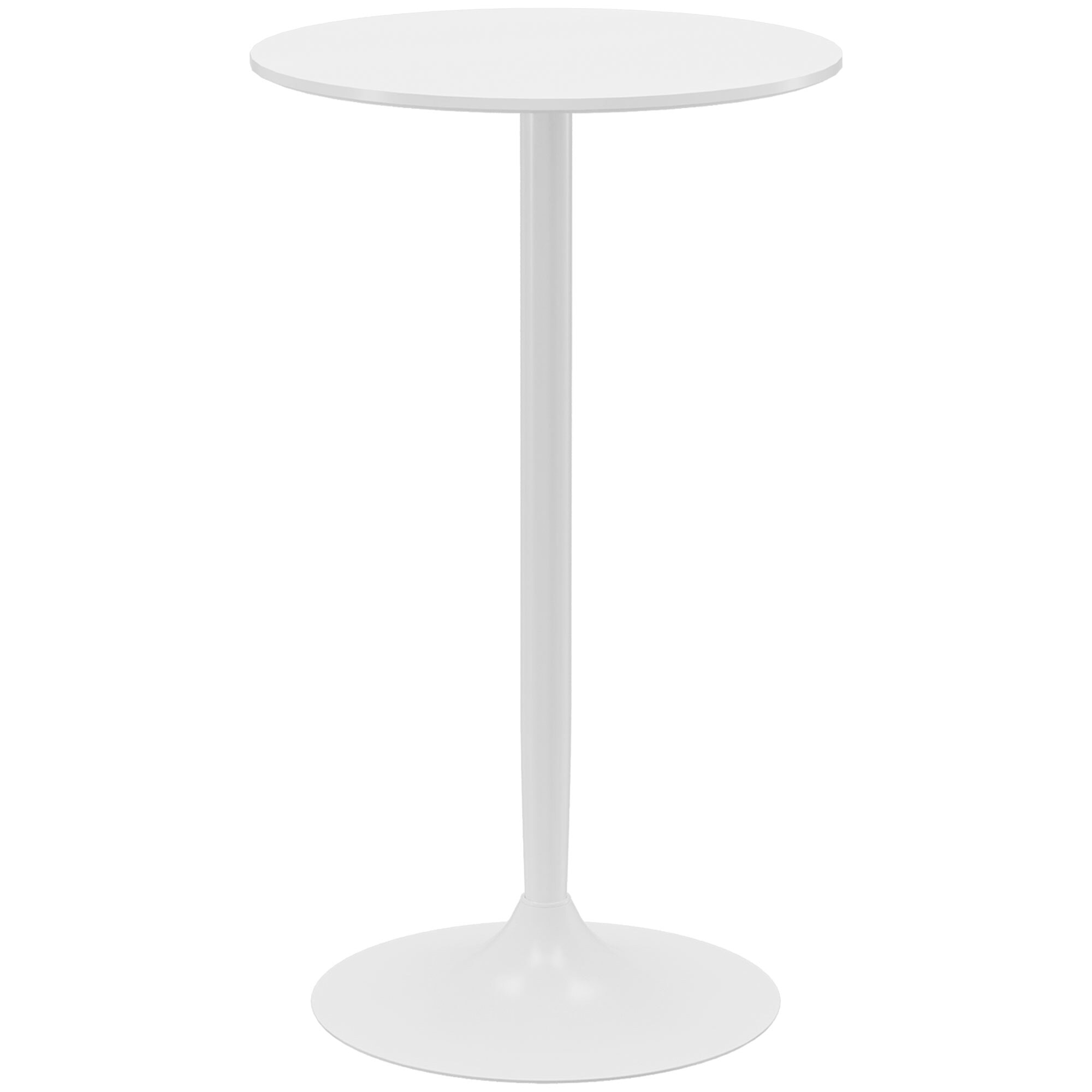 Mesa de Bar Redonda Mesa Alta de Cocina Moderna con Encimera Laminada y Marco de Acero para 2 Personas para Casa Comedor Ø60x102 cm Blanco