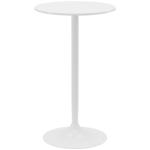 Mesa de Bar Redonda Mesa Alta de Cocina Moderna con Encimera Laminada y Marco de Acero para 2 Personas para Casa Comedor Ø60x102 cm Blanco