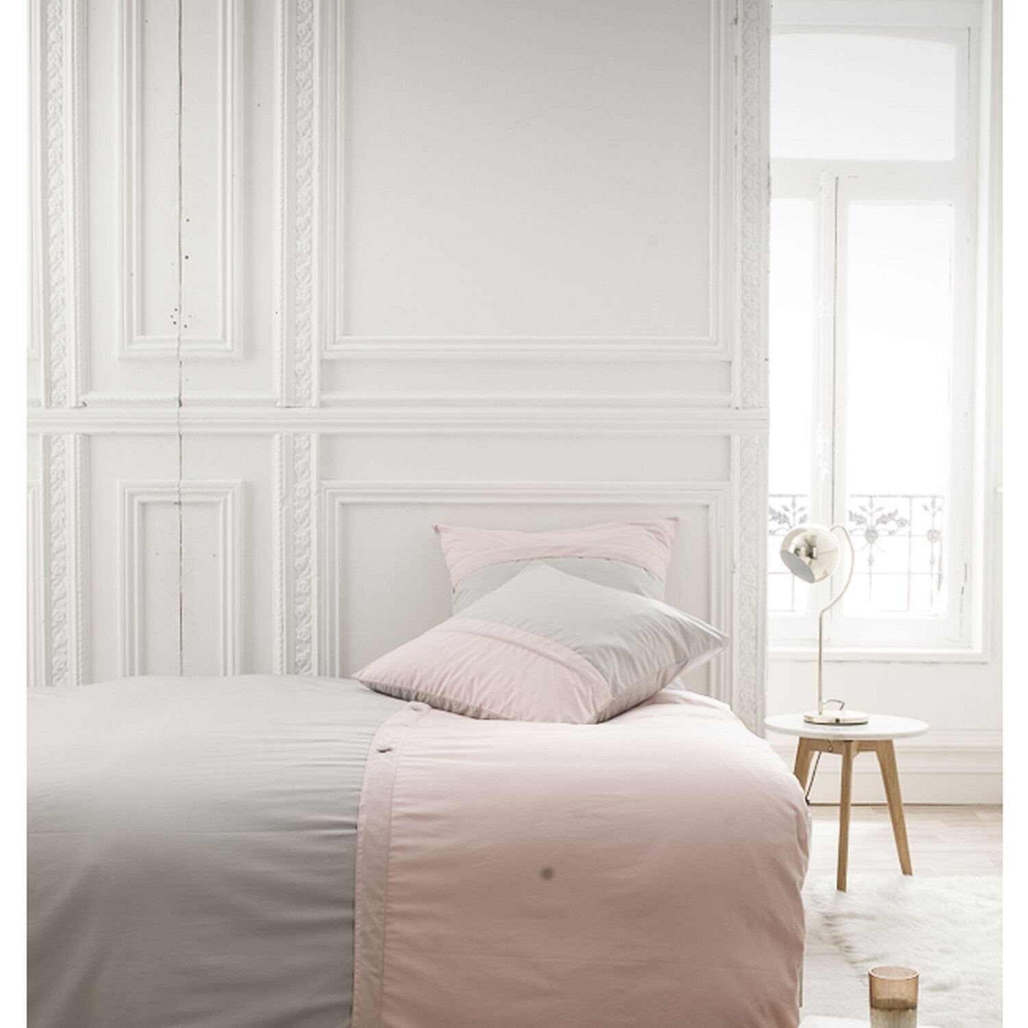 Parure housse de couette percale zinc/pdl