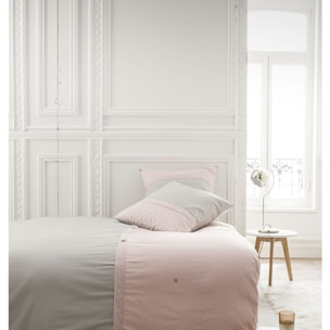 Parure housse de couette percale zinc/pdl