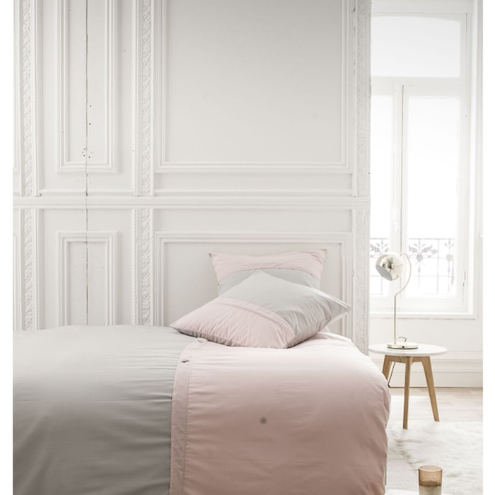 Parure housse de couette percale zinc/pdl