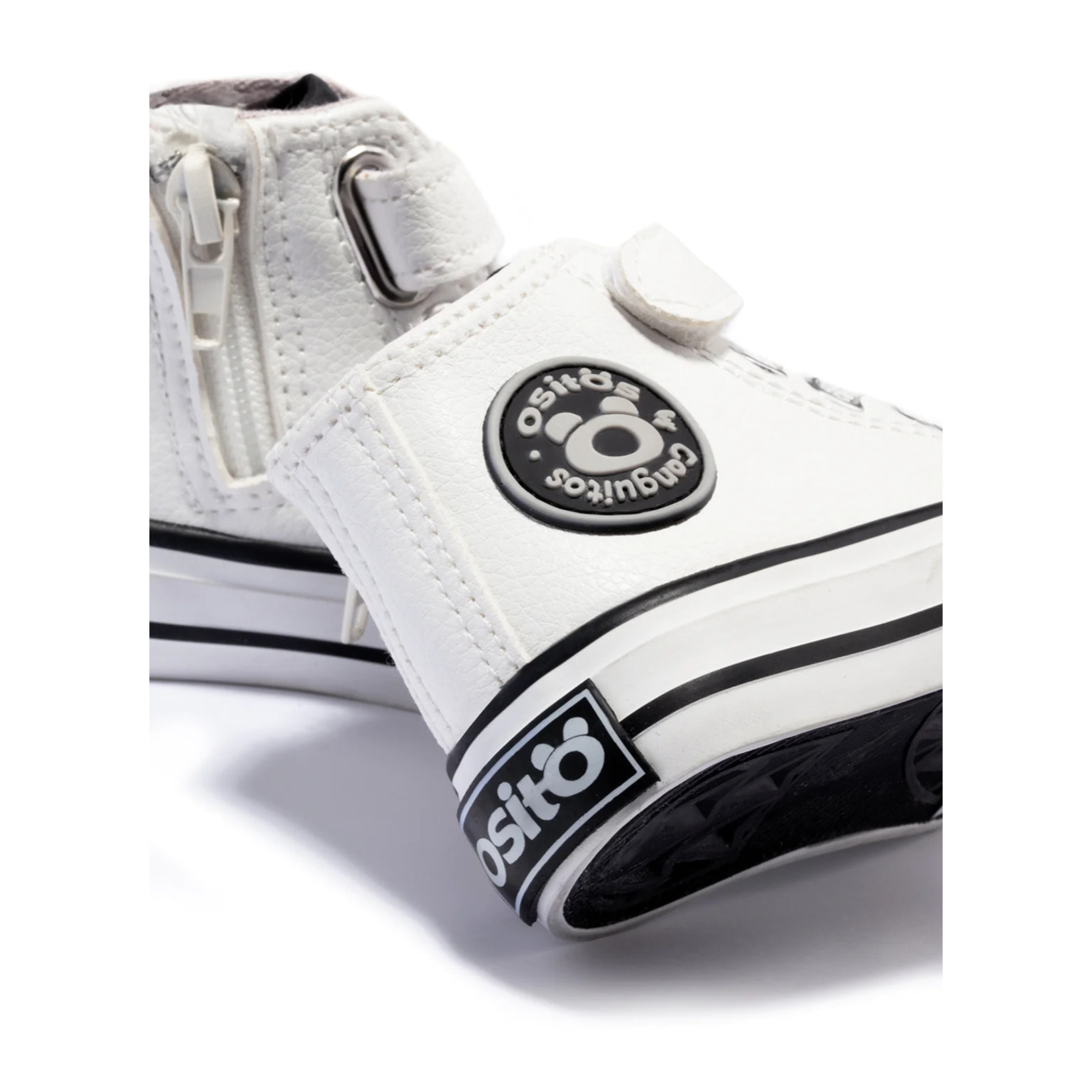 Sneakers alte bianche per neonati con cinturino adesivo