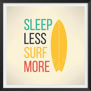 Poster Affiche illustration citation et surf report Affiche + cadre en bois - Noir