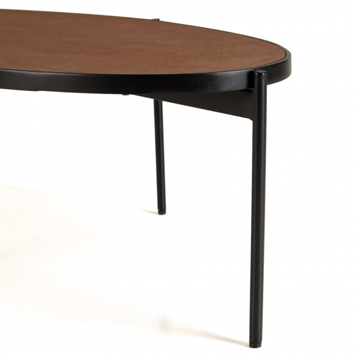 BASILE - Table basse ovale 131x65cm couleur rouille effet pierre