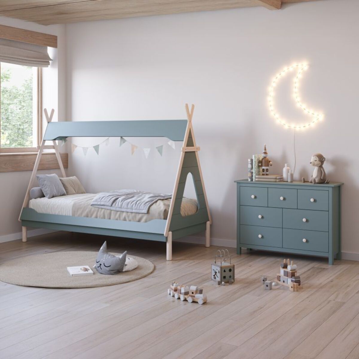 Cama Tipi Nest Verde Brent - Oak Soft